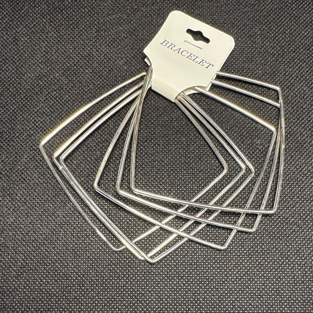 Source Unknown Silver Geometric Bracelets